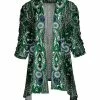 Lily | Green & Blue Paisley Open-Front Sidetail Cardigan - Women
