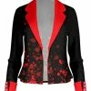 Lily | Black & Red Watercolor Open Blazer - Women
