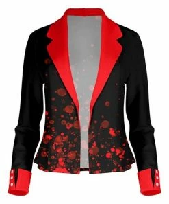 Lily | Black & Red Watercolor Open Blazer - Women
