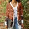 Lily | Orange & Rust Floral Snap-Button Cardigan - Women & Plus