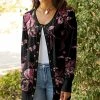 Lily | Black & Purple Leaf Cardigan - Plus