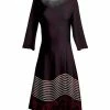 Lily | Black & Red Floral Waves Three-Quarter Sleeve A-Line Dress - Women