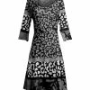 Lily | Black & Gray Leopard Three-Quarter Sleeve A-Line Dress - Women & Plus