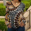 Lily | Black & Gold Medallion V-Neck Long-Sleeve Tunic - Women & Plus
