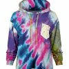 Lily | Purple Tie-Dye Chest-Pocket Sidetail Hoodie - Women