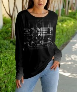 Lily | Black & Gray Floral Plaid Thumbhole Tunic - Women