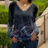 Lily | Blue & Green Floral V-Neck Tunic - Plus