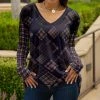 Lily | Purple & Lavender Plaid Long-Sleeve V-Neck Tunic - Women