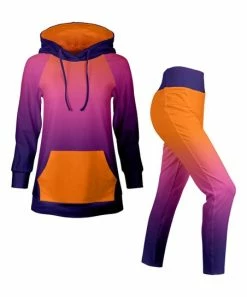 Lily | Purple & Gold Ombré Pocket Active Hoodie & Leggings - Women