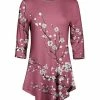Lily | Pink & White Floral Curved-Hem Tunic - Women