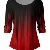 Lily | Black & Red Abstract Three-Quarter Sleeve Top - Women