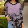 Lily | Lavender & Black Butterfly Long-Sleeve V-Neck Tunic - Women