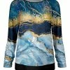 Lily | Blue & Turquoise Abstract Long-Sleeve Top - Plus