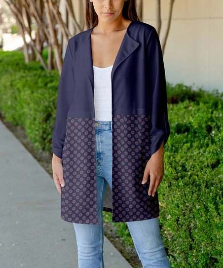 Lily | Purple & Rose Arabesque Longline Open Blazer - Plus 1 Lily | Purple & Rose Arabesque Longline Open Blazer - Plus