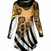 Lily | Black & Gold Animal-Print Curved-Hem Cowl Neck Tunic - Women