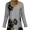 Lily | Gray & Beige Floral Tulip-Hem Cowl Neck Tunic - Plus