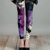 Lily | Purple & Black Floral Leggings - Plus