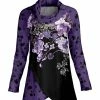 Lily | Black & Purple Floral Tulip-Hem Cowl Neck Tunic - Plus