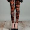 Lily | Brown & Orange Leaves Leggings - Plus