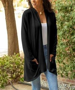 Lily | Black Pocket Open Cardigan - Women & Plus