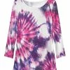 Lily | Pink & White Tie-Dye Three-Quarter Sleeve Tunic - Women