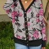 Lily | Gray & Pink Floral Snap-Button Dolman Cardigan - Women & Plus