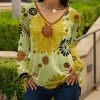 Lily | Brown & Mint Floral V-Neck Long-Sleeve Tunic - Women