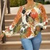 Lily | White & Green Floral Bishop-Sleeve Tunic - Women