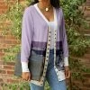 Lily | Lavender & Gray Leopard Color Block Pocket Button-Up Cardigan - Plus