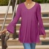 Lily | Fuchsia Bell-Sleeve V-Neck Tunic - Women