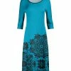 Lily | Turquoise & Black Mandala Three-Quarter Sleeve Midi Dress - Plus