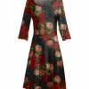 Lily | Black & Red Floral Polka Dot Long-Sleeve A-Line Dress - Women & Plus