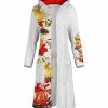Lily | Red & White Pumpkin Leaf Hooded Pocket Longline Cardigan - Plus
