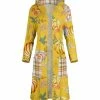 Lily | Yellow Pumpkin Plaid Hooded Pocket Longline Cardigan - Women