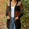 Lily | Black & Brown Color Block Pocket Snap-Up Cardigan - Women & Plus