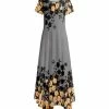 Lily | Gray & Gold Floral Handkerchief Maxi Dress - Women