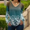 Lily | Teal & Brown Paisley Long-Sleeve V-Neck Tunic - Plus