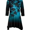 Lily | Black & Blue Floral Sidetail Tunic - Women