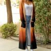 Lily | Black & Orange Floral Ombré Pocket Long Open Duster - Plus