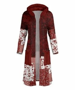Lily | Red & White Floral & Paisley Hooded Duster - Plus