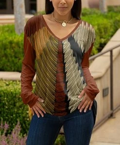 Lily | Rust & Yellow Raglan Tunic - Plus