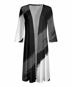 Lily | Black & Gray Abstract Open Duster - Women