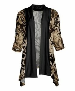 Lily | Black & Cream Floral Sidetail Open Cardigan - Women