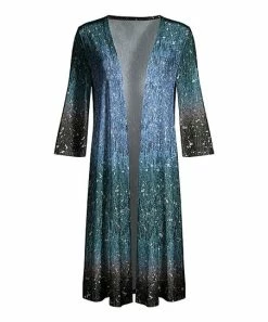 Lily | Blue & Teal Abstract Open Duster - Women