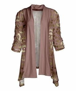 Lily | Mauve & Gold Leopard Sidetail Open Cardigan - Women