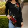 Lily | Black & Red Floral V-Neck Tunic - Women
