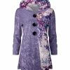 Lily | Lavender & Purple Floral Hooded Button-Up Velvet Cardigan - Women