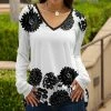 Lily | Black & White Floral V-Neck Tunic - Plus