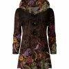 Lily | Brown & Orange Floral Velvet Hooded Cardigan - Women & Plus