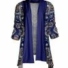 Lily | Blue & Orange Paisley Open-Front Sidetail Cardigan - Women